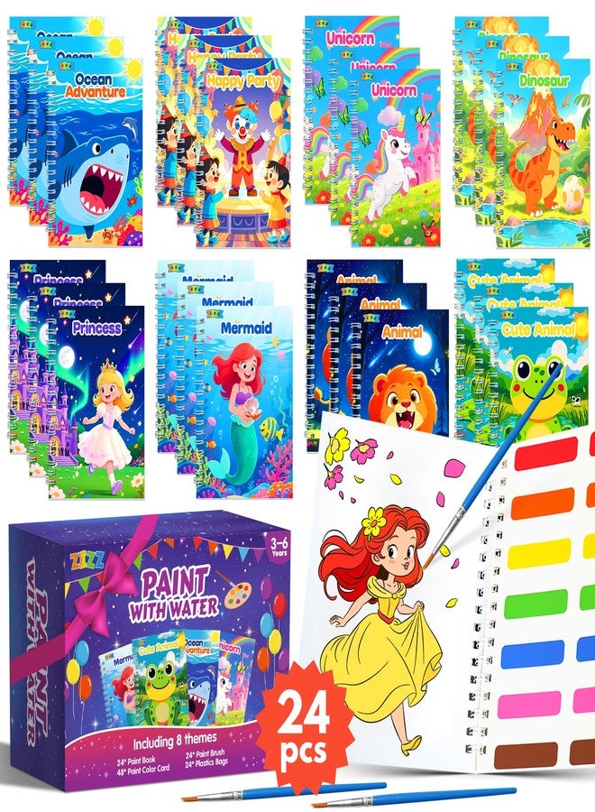 ZIZZ 24Packs Water Coloring Books -Kids Arts and Crafts for Kids 4-6, Party Favors Goodie Bags Stuffers for Kid Birthday Christmas Party Supplies Bag Stuffers Gifts Classroom Treasure Box Prizes - Image 1